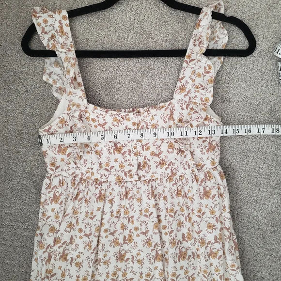 Noralee / Riley and Cru Mustard and White Floral Shirred Maxi Dress size XS - Picture 12 of 13